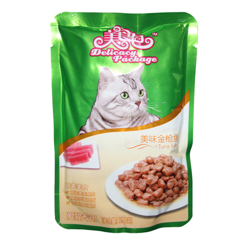 Pet Cat With Wet Grain Canned Food Bag Beef Marine Fish Tuna 100g Mei Mao cat food kitty snacks