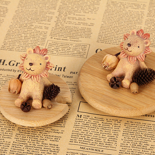 Original natural tea cup environmental protection solid wood bamboo diy handmade mug lid - lucky little lion