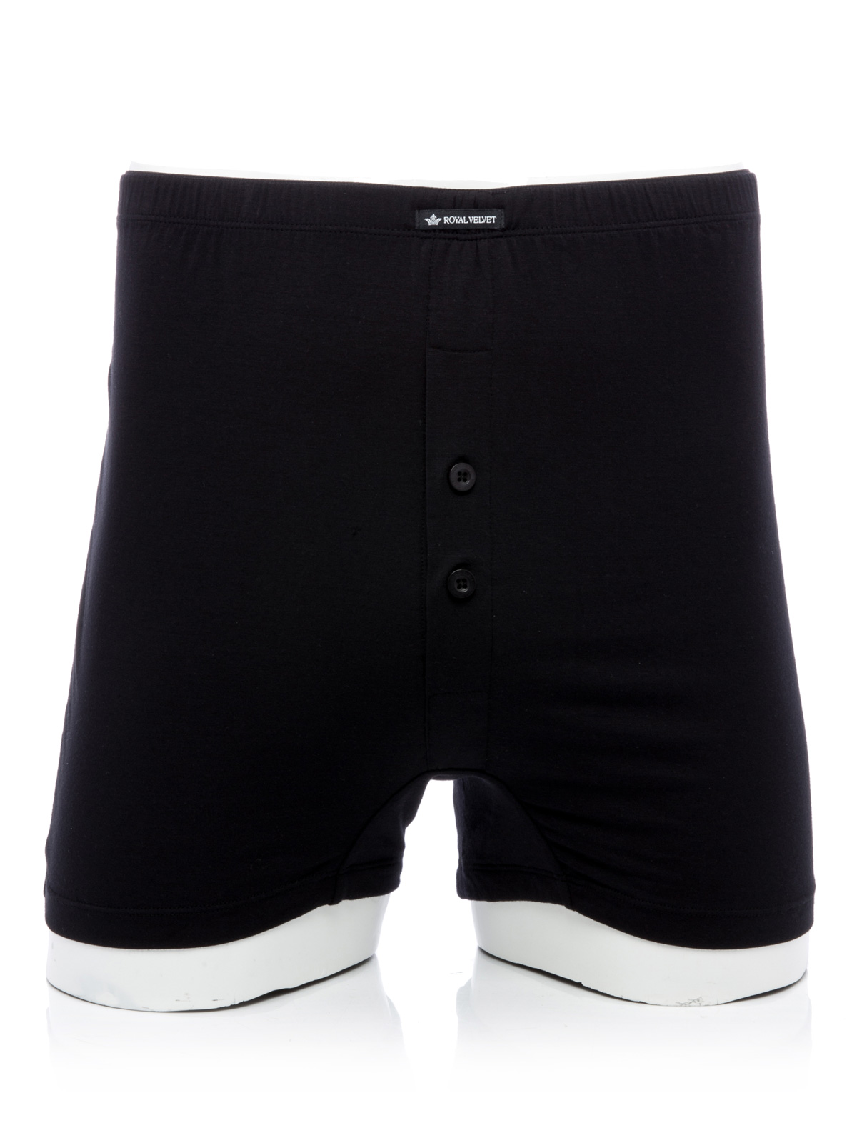 ROYAL VELVET|黑色莫代尔双扣男士平角裤