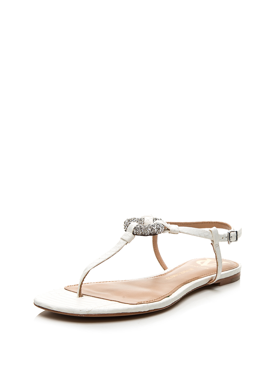 VINCE CAMUTO 奶白水钻蛇纹凉鞋
