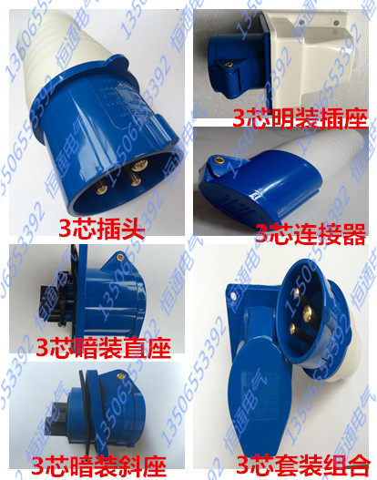 Rongsheng Industrial Waterproof Plug Socket 3 core 16A32A Aviation Socket 220V6HIP44 Level 3 Common Heart Seat