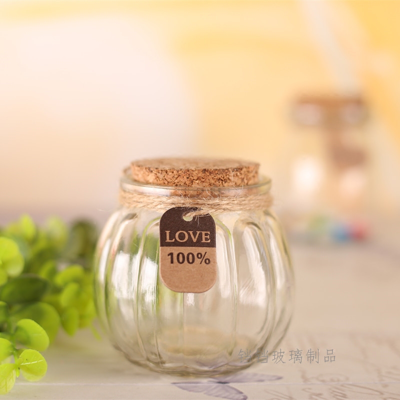 Transparent Pumpkin License Bottle Snack Storage Bottle Glass containing wooden hydroponic plug office computer decoration