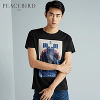 Hòa bình Bird Nam Ngắn Tay Áo T-Shirt Vòng Cổ In Bông Bên Trong Xu Hướng Mùa Hè Mới B1DA42308 áo phông nam cao cấp