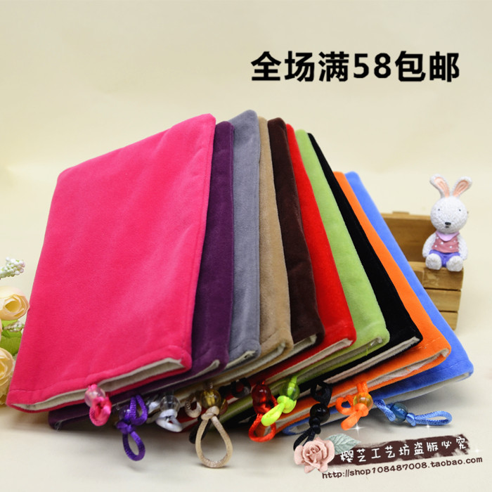 High-grade double-layer bead buckle flannel cover Mobile phone mobile charging protection bag Mirror storage bag Multi-purpose storage bag