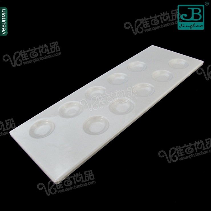 Garbo melamine tableware hotel fish ball meatball plate 10 pieces imitation porcelain plate rectangular flat plate white D134