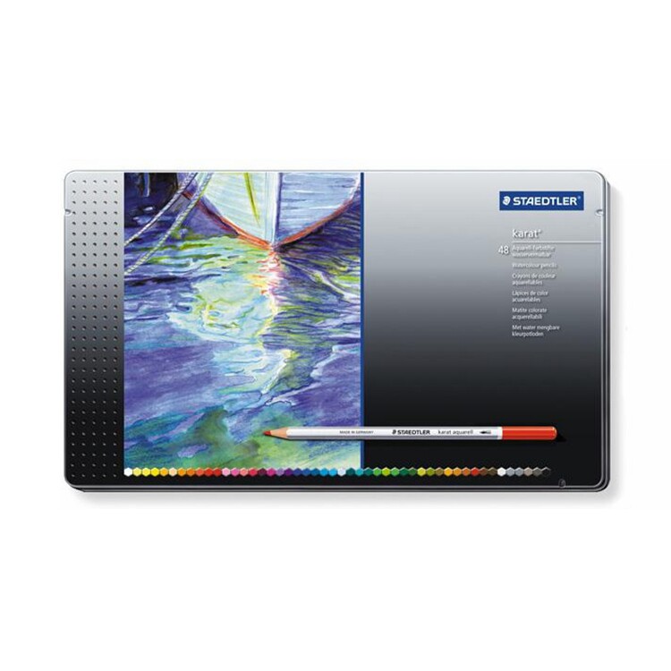 Germany imported Shi De Lou 48 color iron box water-soluble color pencil 125 M48 gold diamond water-soluble color pencil 48 colors