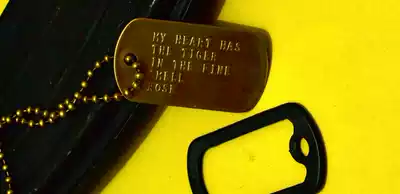 US military Vietnam war thickened square pure copper letterpress identity card Dog brand formula type voice coil