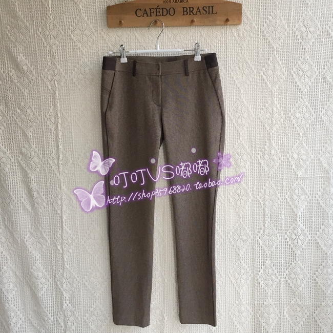 BP autumn and winter trousers trimmed thick fine checkered pencil pants two colors