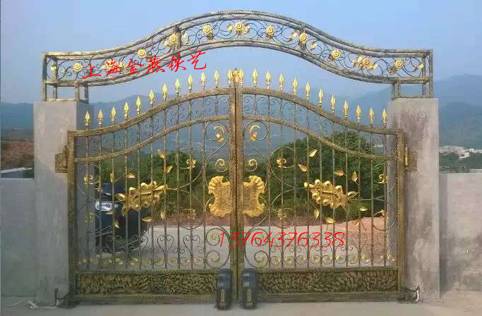 European Wrought iron gate Pastoral style high-grade villa door Courtyard door Exquisite country Shanghai wrought iron gate