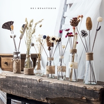 (North Flower Xishe)Handmade vase transparent dried flower bouquet Home decoration ins Nordic air dried flower set