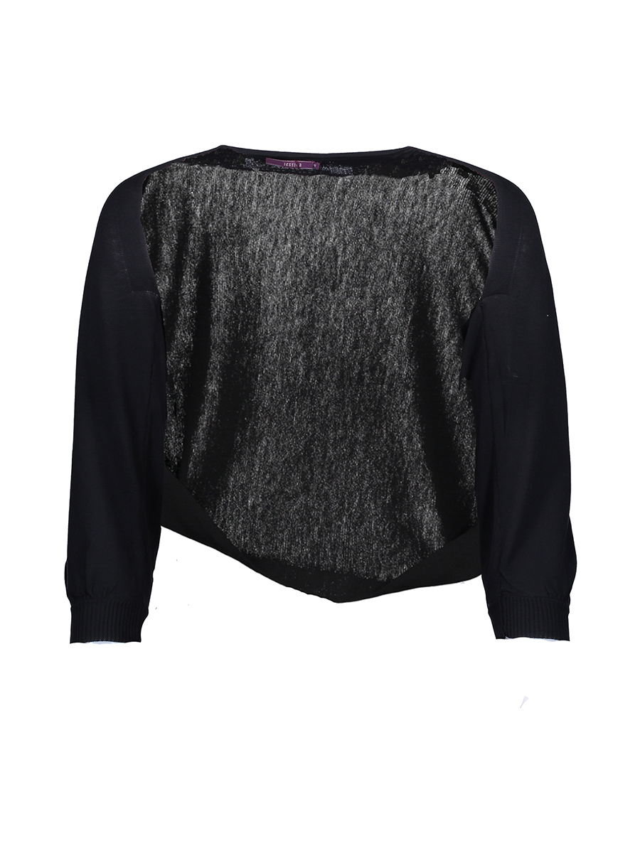 JESSICA 黑色短款长袖针织开衫