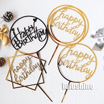 Baking cake decoration simple English acrylic decoration plug-in small fresh naked cake accessories 1