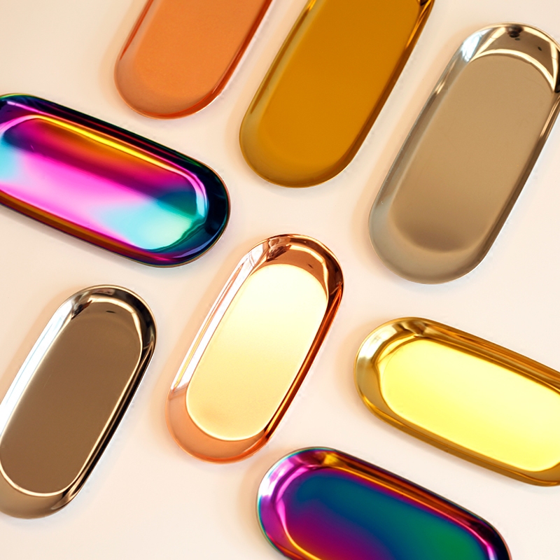 Minoins Nordic minimalist design Oval Stainless Steel Accommodating Tray Tabletop Stationery Cutlery Key Set tray