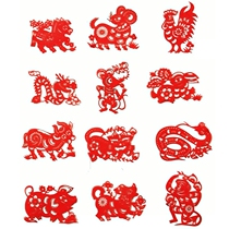 Mini small 12 zodiac hand-cut paper window grille flocking hollow sticker holiday activities give people decorative gifts