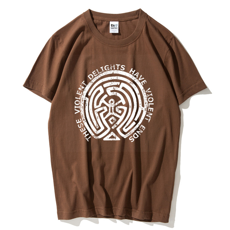 Teenagers' Westworld Maze Western World Men's T-Shirt Short-Sleeved Pure Cotton Round Neck Trendy Student T-Shirt for Men