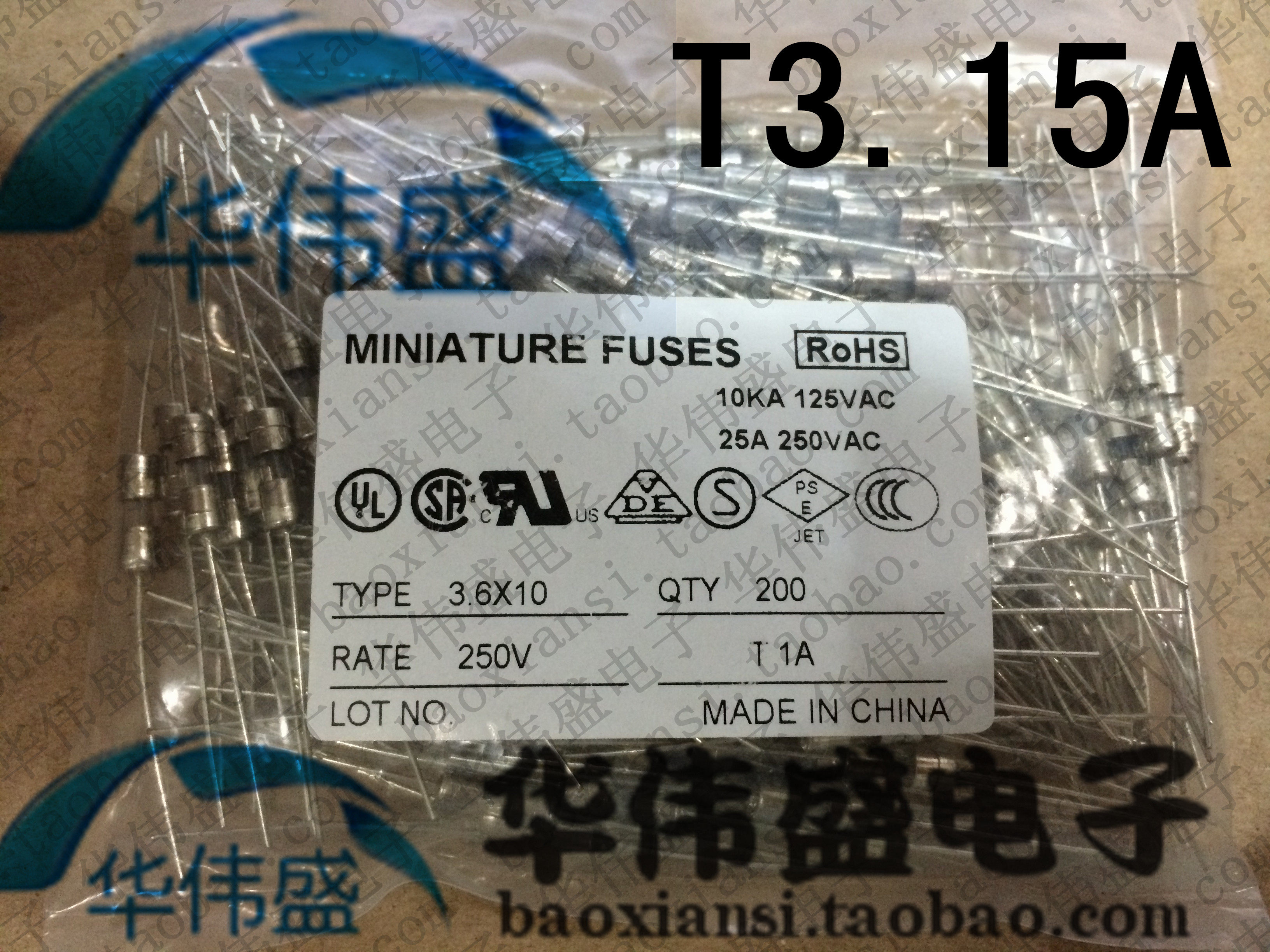 Brick special 3 6*10 glass insurance tube T3 15A 250V slow break time-delay glass tube environmental protection lead-free