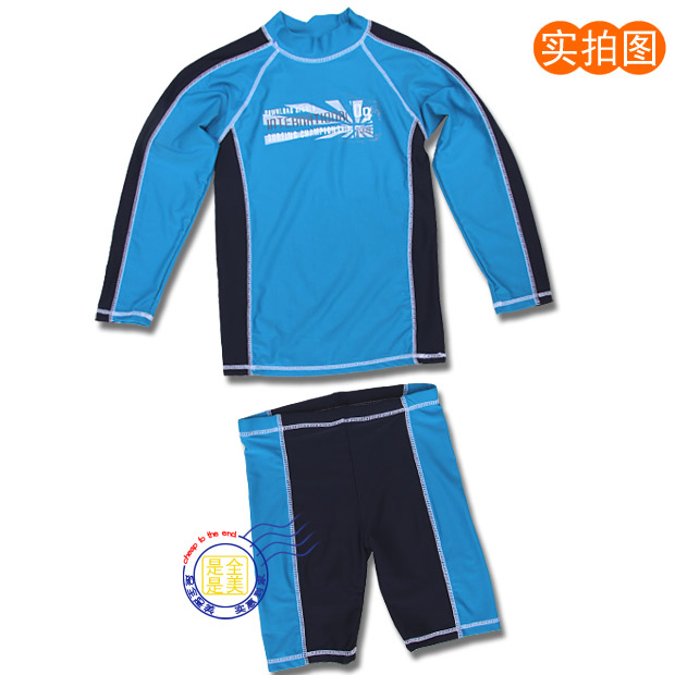 Recommended long-sleeved children's split swimsuit foreign trade sunscreen surf suit female men's diving suit submersible swimsuit 7-17 years old