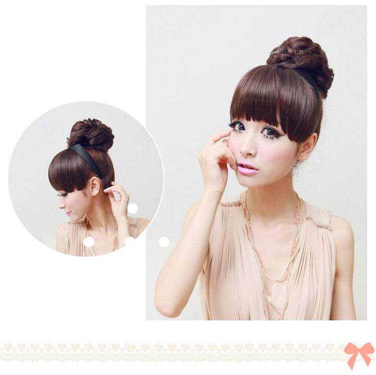 Wig piece female with headband neat bangs piece flat bangs invisible realistic seamless hair extension piece fake head curtain Liuhai piece