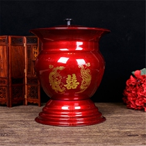 Wedding red spittoon Dowry adult enamel spittoon Childrens toilet High foot thickened with cover urinal potty toilet