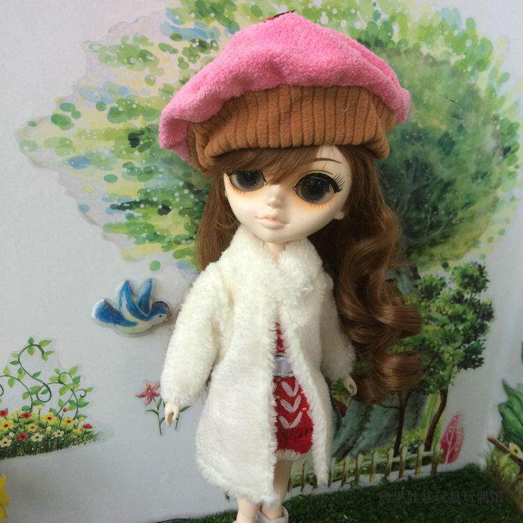 Doll dress white windcoat red chest coat dress cherry hat white boots