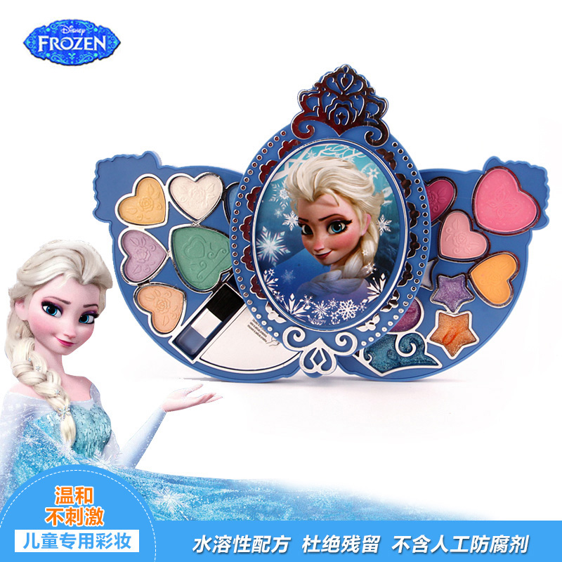 正品迪士尼冰雪奇缘古典化妆粉盒儿童彩妆套装360度过家家玩具