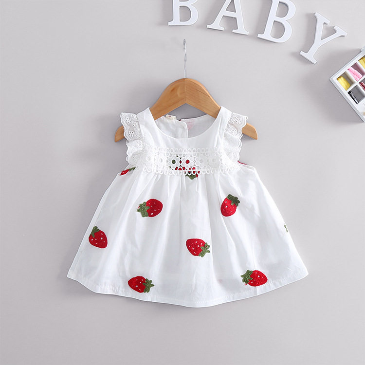 6 eight-month baby girl summer dress in pure cotton 0-1-2-3-year-old female baby Summer vest dress Korean version princess dress