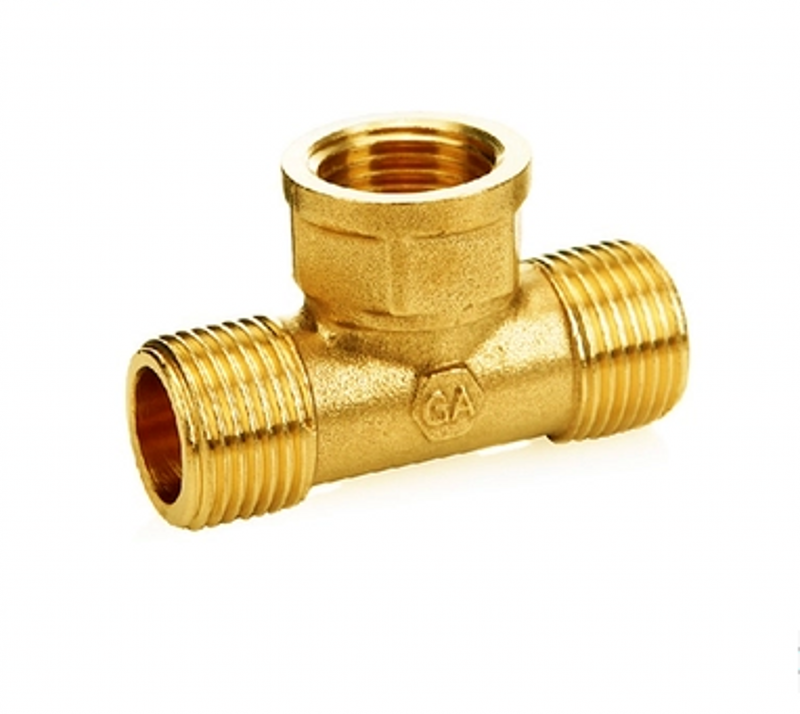 Full copper joint 4 points one inner wire two outer wire tee thickened direct external tooth tube connector internal and external wire tee