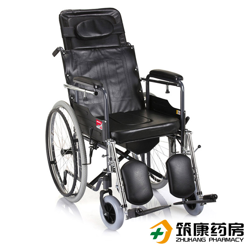 鱼跃轮椅 H059B 折叠 带坐便器带餐桌 半躺残疾人 老年代步车