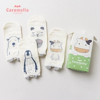 CARAMELLA mùa xuân và mùa hè của phụ nữ vớ 4 cặp của hộp quà vớ dễ thương cartoon ladies vớ cotton kết hợp vớ nữ