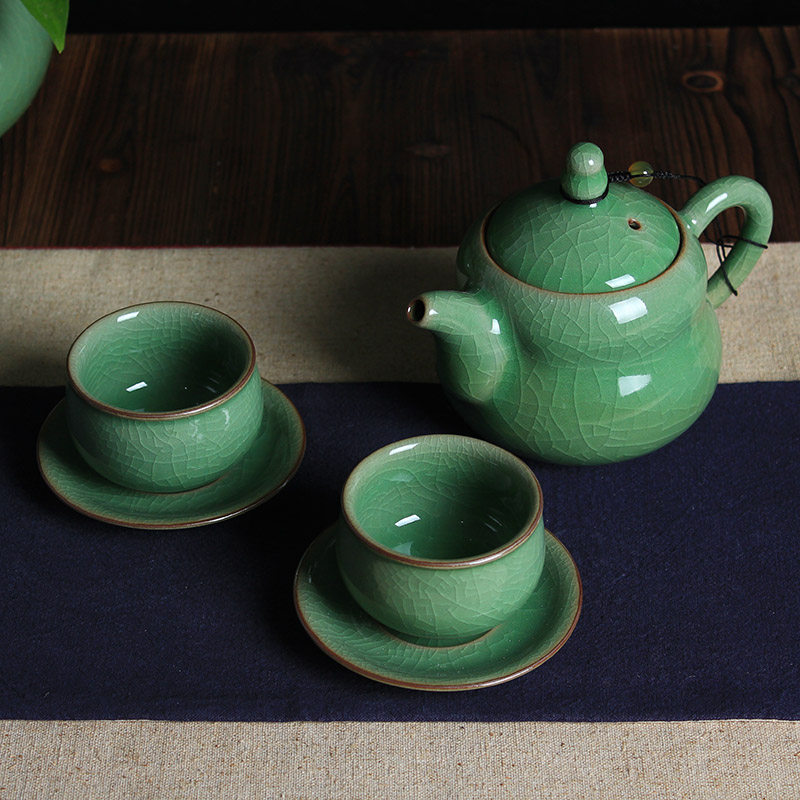 Dragon Springs Green porcelain large plinth teapot power teapot tea with Pu'er red teapot personal jug Curling Filter Pot