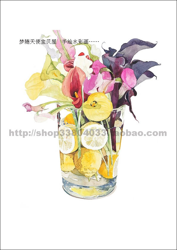 Pure Hand Painted Watercolor Painting Flower Series of Ski Flowers Flowers of Imitation Fruit Flower Manuscript