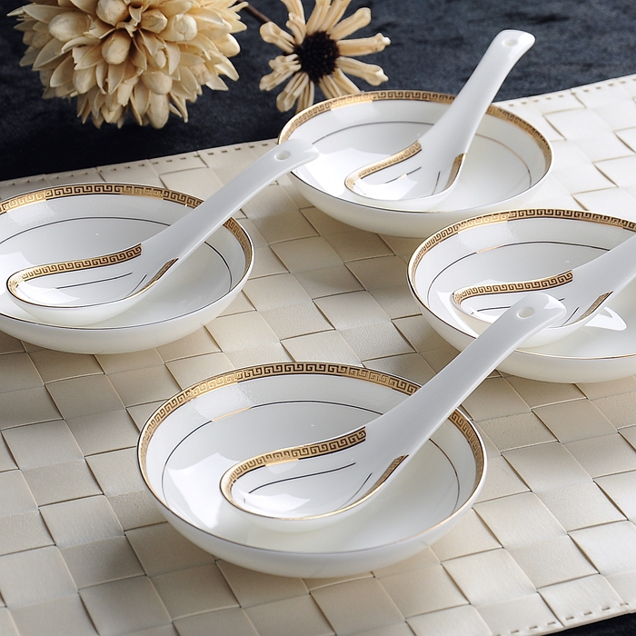 Sheng 's gold edge ipads porcelain run small ceramic tableware run rice rice spoon ladle ceramic spoon