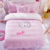 Phim hoạt hình thiếu nhi thêu kt mèo chăn đơn mảnh Hello Kitty chăn sinh viên bao gồm ba bộ giường ngủ ký túc xá