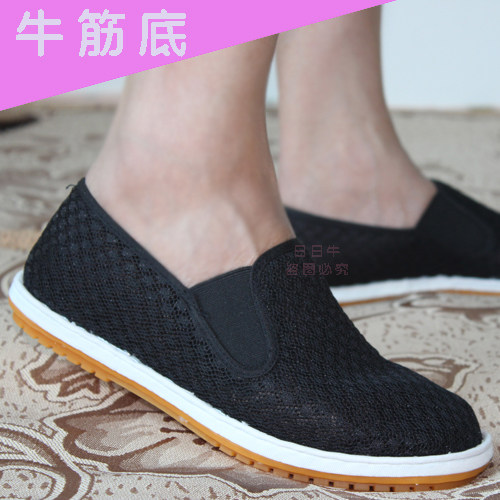 Xishan cloth shoes breathable lazy mesh men's shoes Xia Lao Beijing cloth shoes men's and women's casual shoes beef tendon bottom black mesh shoes