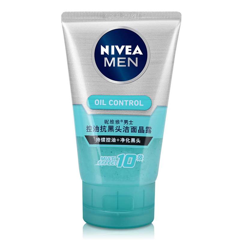 Nivea/妮维雅男士洗面奶控油抗黑头洁面晶露100g控油去黑头控痘