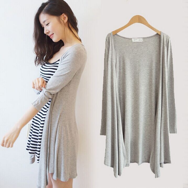 Summer Thin Irregular Long-Sleeved Women's Modal Sun Protection Clothing Mid-Length Cardigan Jacket Women's Shawl Air-Conditioning Shirt