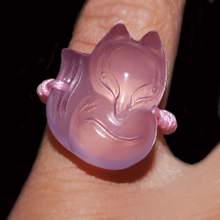 Natural Pink Crystal Fox Ring Ice Pink Spirit Fox Ring Face Ice Pink Meng Fox Ring Ring 100 hitch