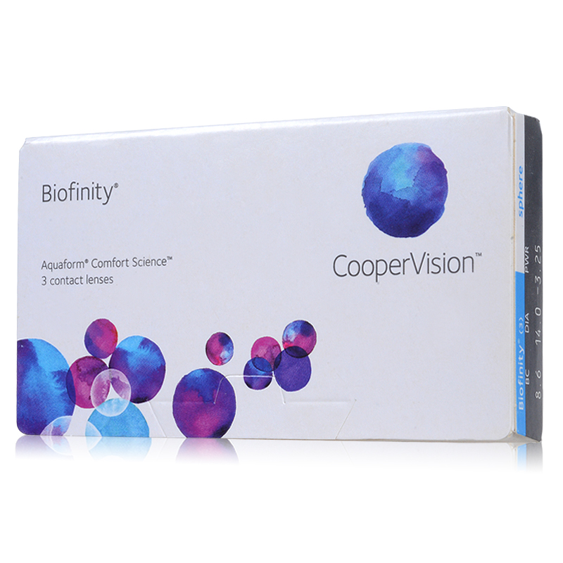 送2礼]酷柏库博隐形近视眼镜月抛佰视明Biofinity3片硅水凝胶rk
