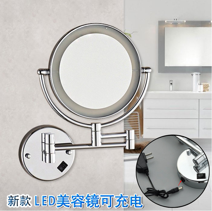 New LED Light Bathroom Beauty Mirror Rose Gold Make-up Folding Wall-mounted Double Sided Makeup Mirror Son Chrome quality