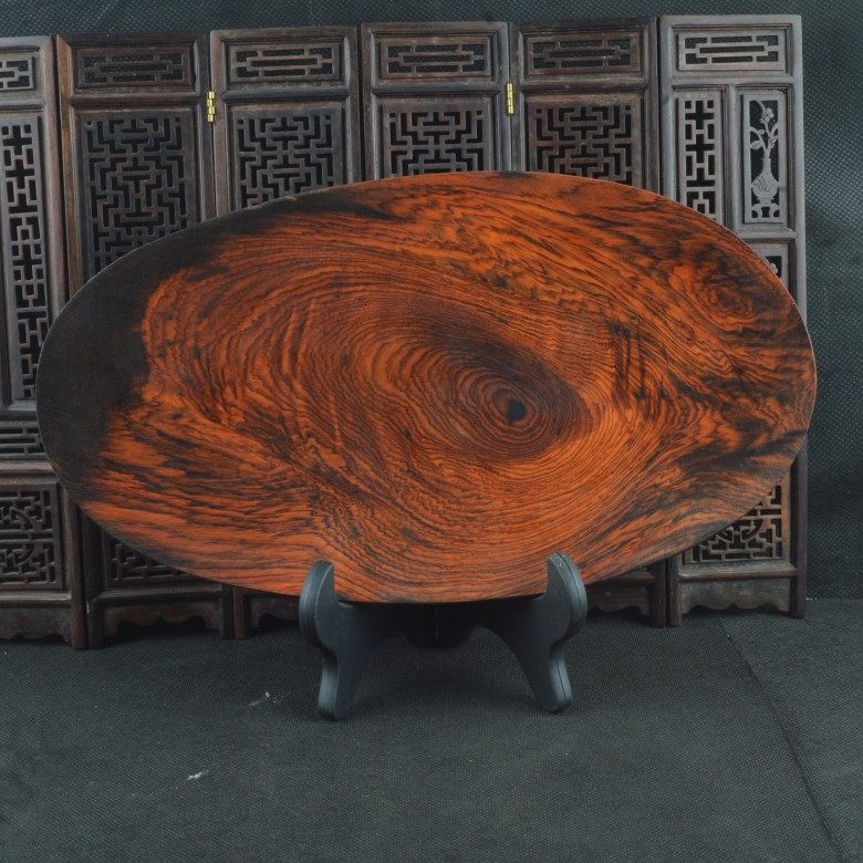 Lao Great Red Acid Branch Oval Fruit Pan Chinese Old Stock Decoration Living Room Pendulum with red wood handicraft with yellow sandalwood