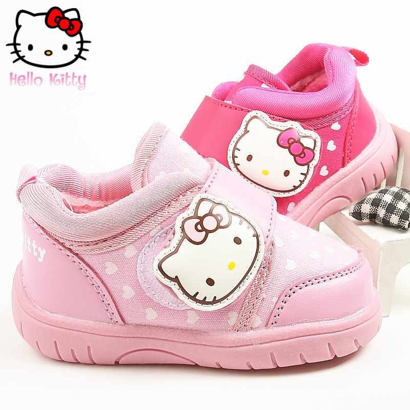hello kitty女童鞋冬款正品冬季宝宝保暖加毛休闲帆布鞋DI3223