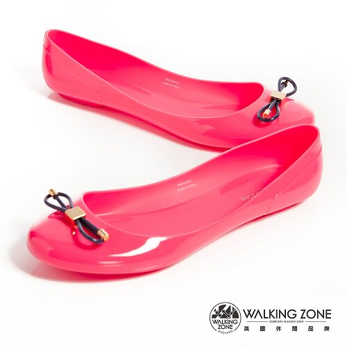 WALKING ZONE 韩版蝴蝶结亮丽果冻鞋-桃台湾官网直邮进口