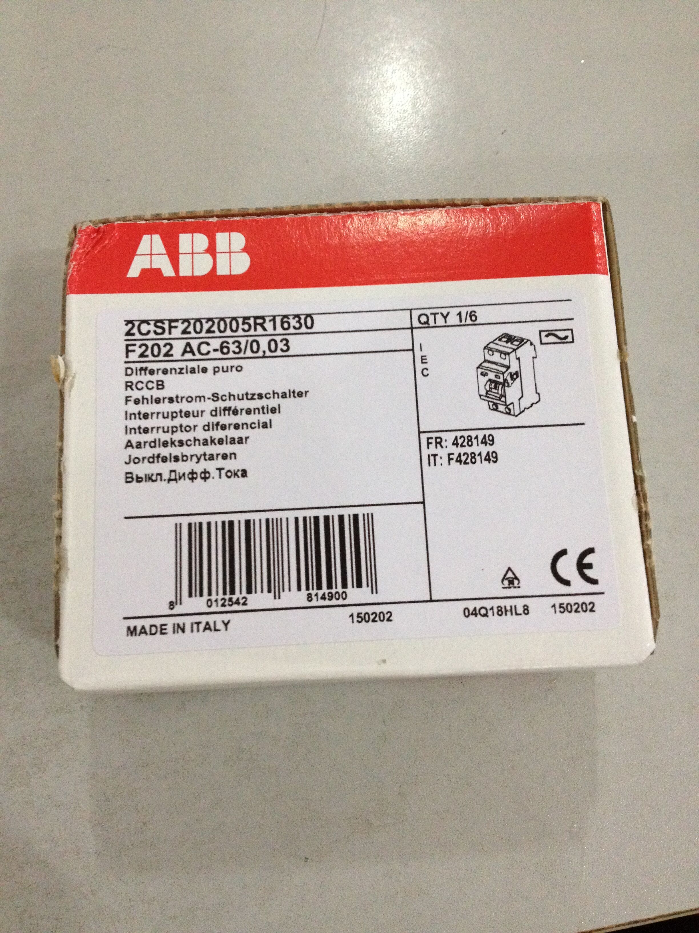 New original ABB leakage circuit breaker F202 AC-63 0 03