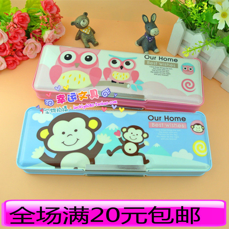 Xiaolingjing 3504 pencil box plastic magnetic suction stationery box student stationery gift double-sided pencil box children's gift