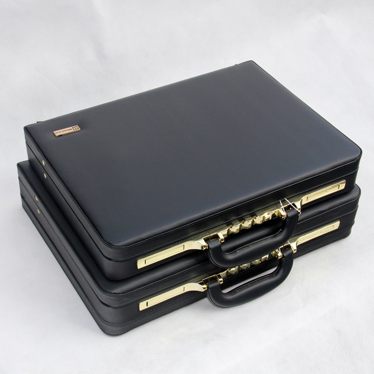 Suitcase, Combination Lock Suitcase, Leather Suitcase 16/ 18inch Inch, Computer Case, Document Case, Briefcase, Money Box, Business Leather Suitcase, Men's Black