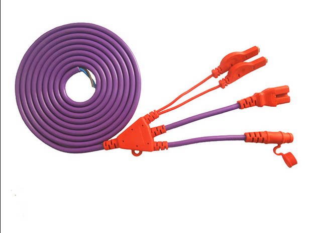 Battery pile charging speed charging station line-line output line connecting line one tug tee with pure copper round head T head