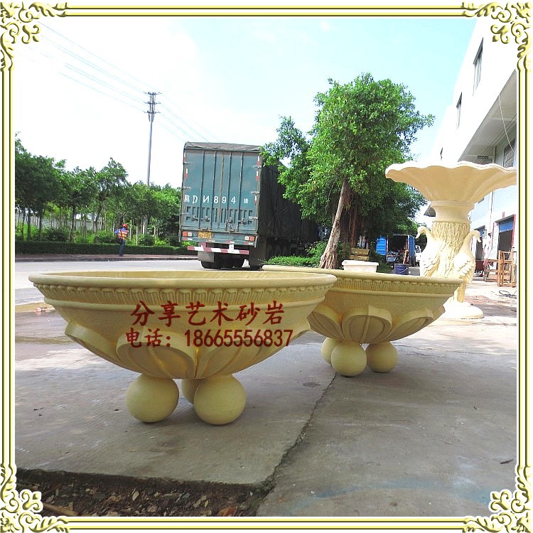 Share sand relief sandstone round statue statue statue statue hotel courtyard outdoor decoration leaf petal pelvis