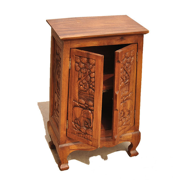 Southeast Asia carved elephant table solid wood cabinet living room carved cabinet home accessories restaurant decoration cabinet porch cabinet