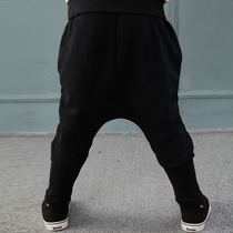 Baby thick Harlem pants boys pants crotch pants 6 Childrens pants 2 plus velvet casual pants autumn and winter 1-3 years old tide