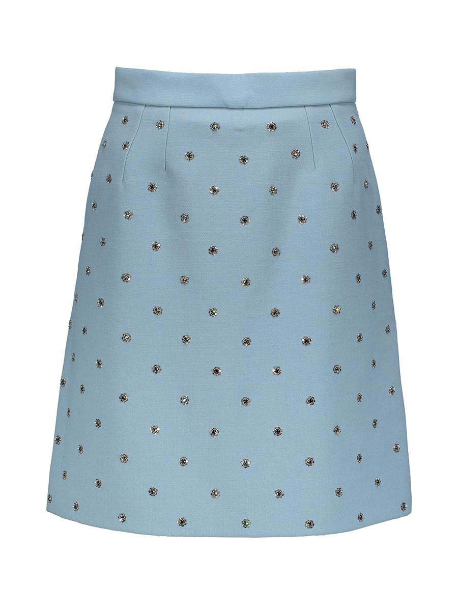 Dolce&Gabbana 浅蓝色钉珠A字版半身裙